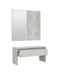 Set di Mobili da Corridoio Grigio Cemento in Legno Multistrato