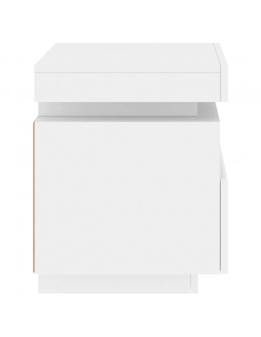 Comodini con Luci LED 2pz Bianchi 40x39x48,5 cm