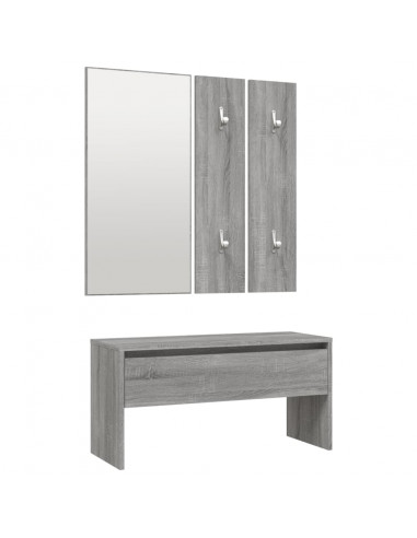 Set di Mobili da Corridoio Grigio Sonoma in Legno Multistrato