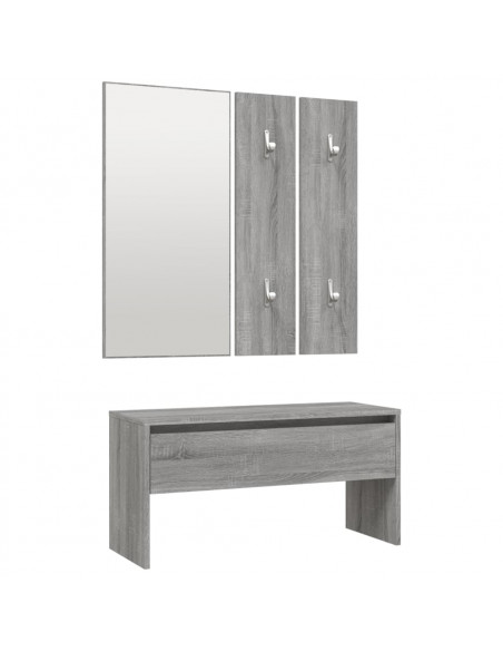 Set di Mobili da Corridoio Grigio Sonoma in Legno Multistrato