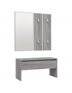 Set di Mobili da Corridoio Grigio Sonoma in Legno Multistrato