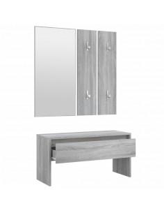 Set di Mobili da Corridoio Grigio Sonoma in Legno Multistrato 2