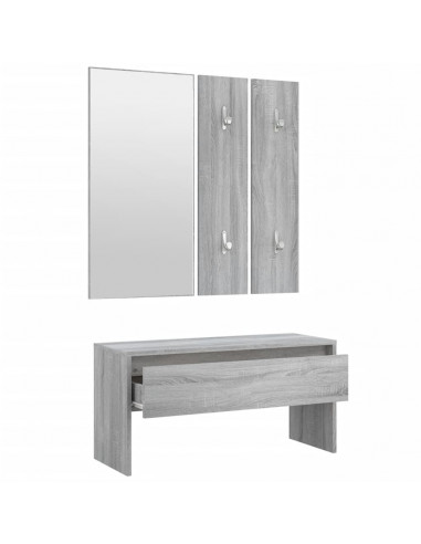Set di Mobili da Corridoio Grigio Sonoma in Legno Multistrato