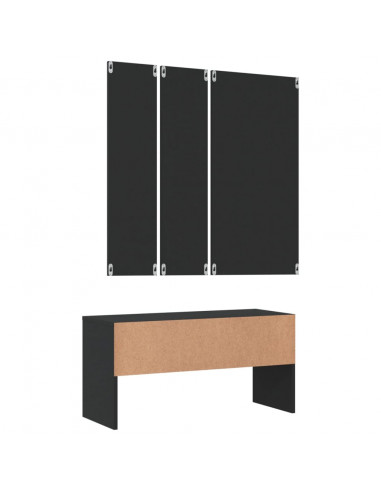 Set di Mobili da Corridoio Nero in Legno Multistrato