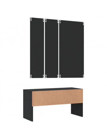 Set di Mobili da Corridoio Nero in Legno Multistrato