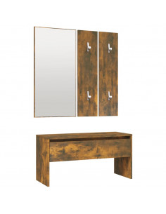 Set di Mobili da Corridoio Rovere Fumo in Legno Multistrato