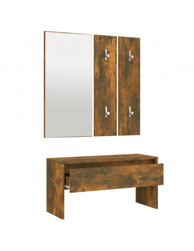 Set di Mobili da Corridoio Rovere Fumo in Legno Multistrato