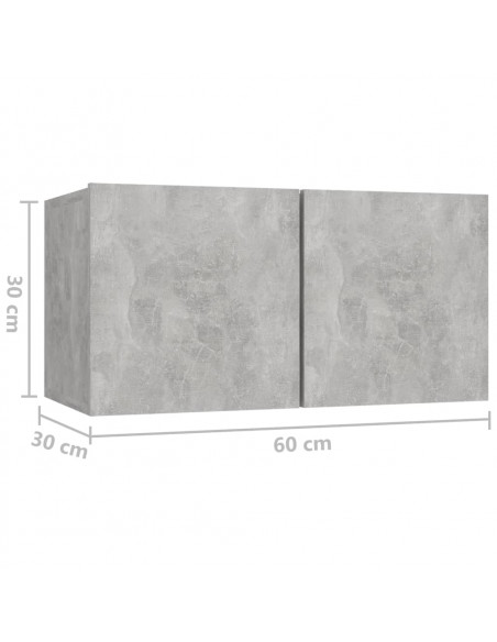 Set di Mobili Porta TV 10pz Grigio Cemento in Legno Multistrato