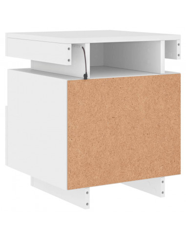 Comodini con Luci LED 2pz Bianchi 40x39x48,5 cm