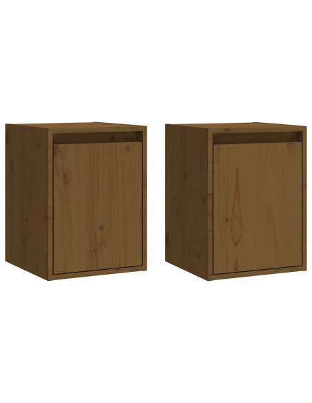 Pensili 2 pz Marrone Miele 30x30x40cm in Legno Massello di Pino