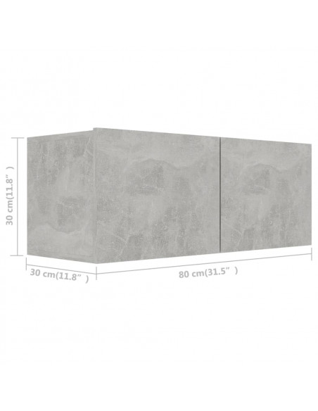 Set di Mobili Porta TV 2 pz Grigio Cemento in Legno Multistrato