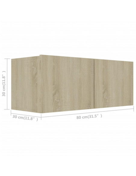 Set di Mobili Porta TV 2 pz Rovere Sonoma in Legno Multistrato