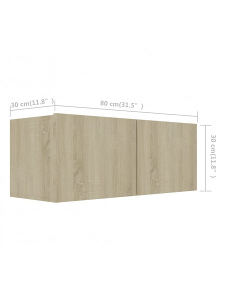 Set di Mobili Porta TV 2 pz Rovere Sonoma in Legno Multistrato
