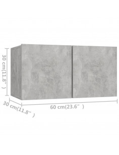 Set di Mobili Porta TV 3 pz Grigio Cemento in Legno Multistrato 2