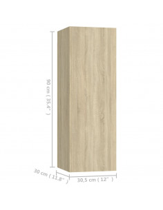 Set di Mobili Porta TV 3 pz Rovere Sonoma in Legno Multistrato