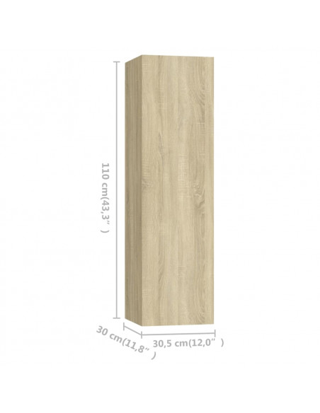 Set di Mobili Porta TV 3 pz Rovere Sonoma in Legno Multistrato