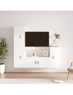 Set di Mobili Porta TV 4 pz Bianco in Legno Multistrato