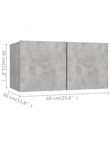 Set di Mobili Porta TV 4 pz Grigio Cemento in Legno Multistrato