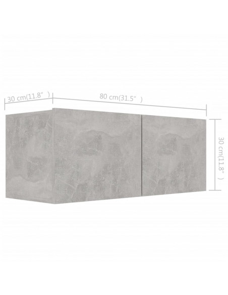 Set di Mobili Porta TV 4 pz Grigio Cemento in Legno Multistrato