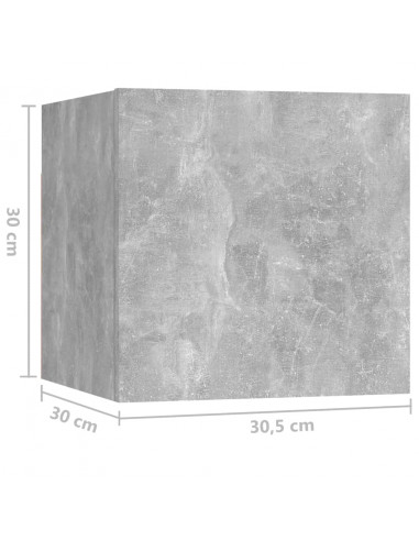 Set di Mobili Porta TV 4 pz Grigio Cemento in Legno Multistrato