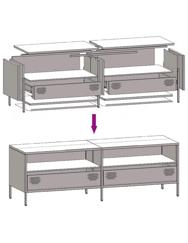 Mobile TV Rosa 135x39x43,5 cm in Acciaio Laminato a Freddo