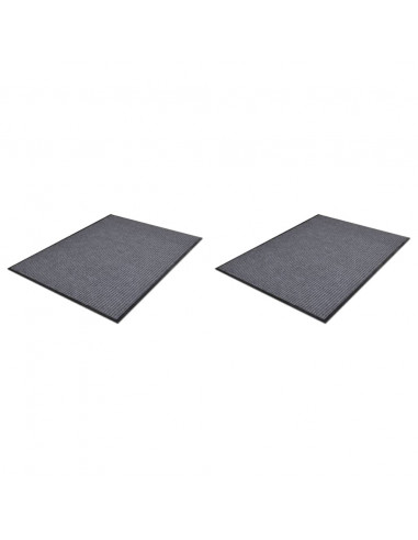 Zerbini in PVC 2 pz Grigio 90x60 cm