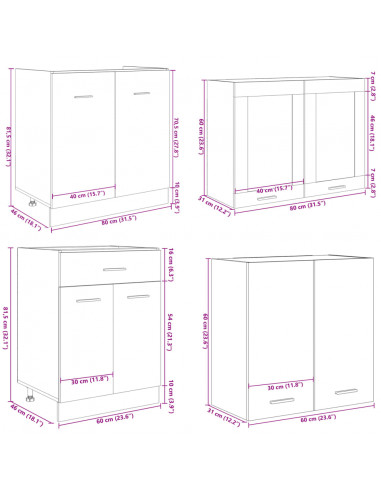 Set di Mobili Porta TV 4 pz Rovere Sonoma in Truciolato