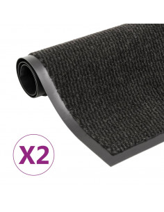 Tappeti Antipolvere 2 pz Rettangolari Trapuntati 40x60 cm Neri