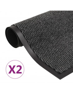 Tappeti Antipolvere 2 pz Trapuntati 60x90 cm Antracite