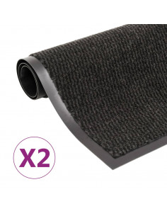 Tappeti Antipolvere 2 pz Rettangolari Trapuntati 60x90 cm Neri