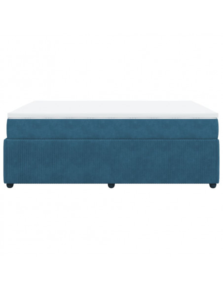 Giroletto a Molle con Materasso Blu Scuro 160x200 cm in Velluto