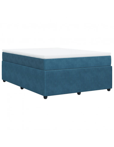 Giroletto a Molle con Materasso Blu Scuro 160x200 cm in Velluto