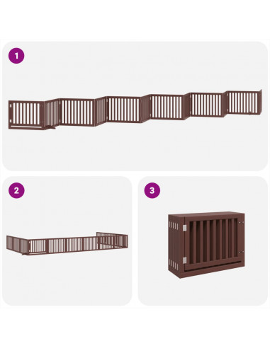 Cancello Cani Porta Pieghevole Marrone 12 Pannelli 960cm Pioppo