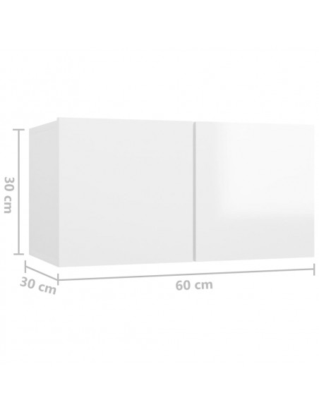 Set di Mobili Porta TV 6 pz Bianco Lucido in Legno Multistrato