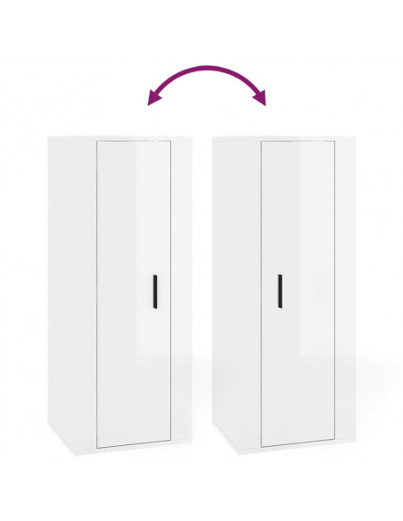 Set di Mobili Porta TV 6 pz Bianco Lucido in Legno Multistrato