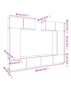 Set di Mobili Porta TV 6 pz Rovere Sonoma in Legno Multistrato