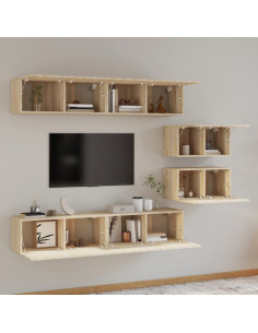 Set di Mobili Porta TV 6 pz Rovere Sonoma in Legno Multistrato