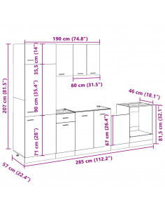 Set di Mobili Porta TV 7 pz Rovere Sonoma in Truciolato