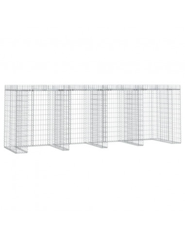 Parete Gabbioni Bidone Spazzatura 350x91x120 cm Ferro Zincato