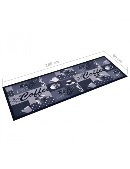 Tappetino da Cucina Lavabile Caffè Blu 60x180 cm