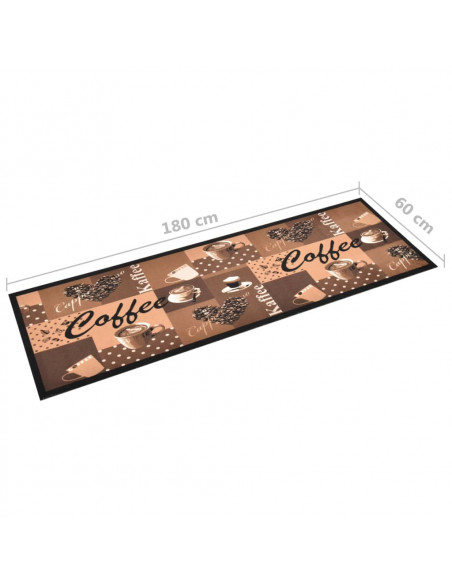 Tappetino da Cucina Lavabile Caffè Marrone 60x180 cm