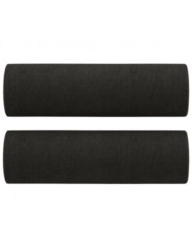 Set Divani 2 pz con Cuscini Nero in Tessuto