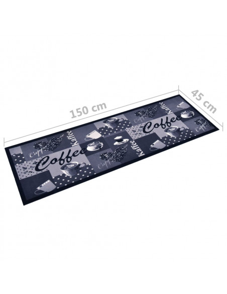 Tappetino da Cucina Lavabile Caffè Blu 45x150 cm