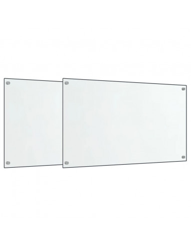 Paraschizzi per Cucina 2 pz Trasparente 70x40cm Vetro Temperato