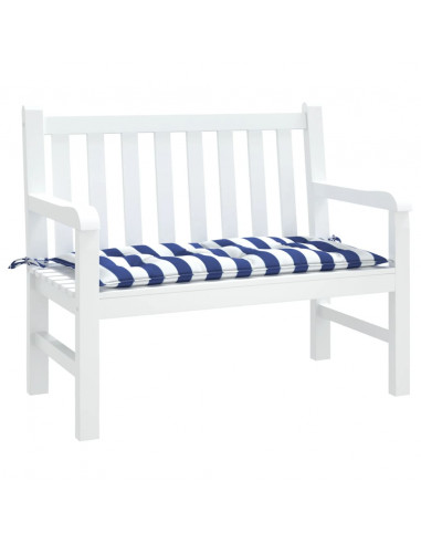 Cuscino per Panca Bianco e Blu 100x50x7 cm in Tessuto Oxford
