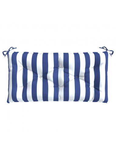 Cuscino per Panca Bianco e Blu 100x50x7 cm in Tessuto Oxford