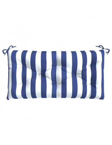 Cuscino per Panca Bianco e Blu 100x50x7 cm in Tessuto Oxford