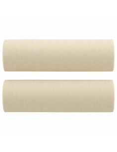 Set Divani 3 pz con Cuscini Crema in Tessuto