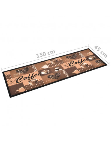 Tappetino da Cucina Lavabile Caffè Marrone 45x150 cm