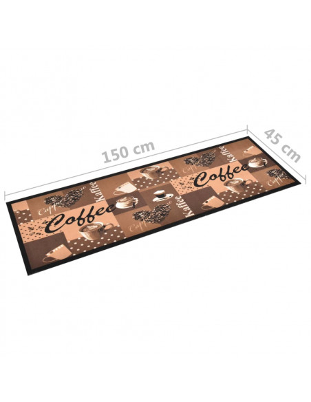 Tappetino da Cucina Lavabile Caffè Marrone 45x150 cm